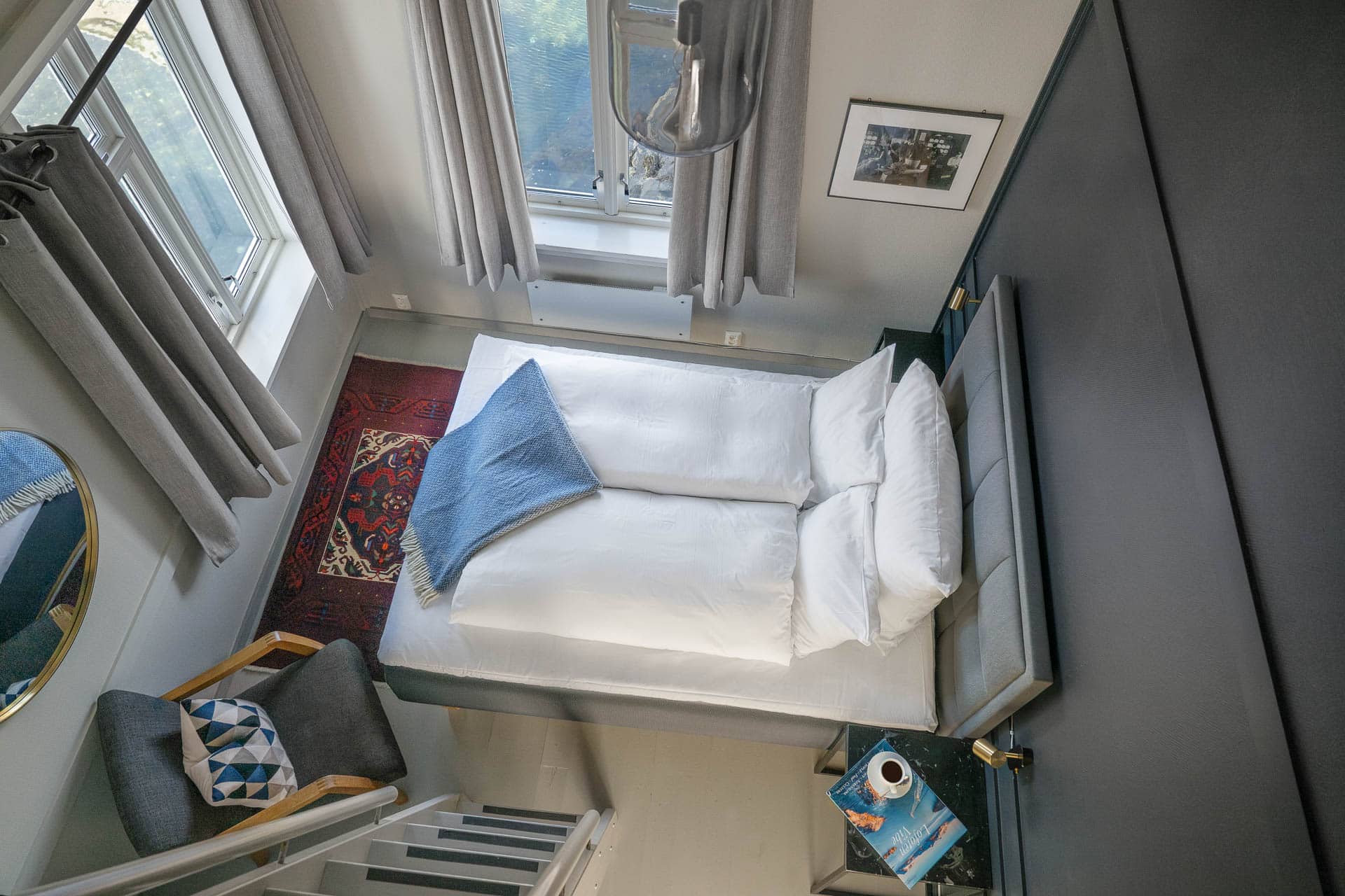 Hotellrom med hems og sjøutsikt på Villa Bryggekanten